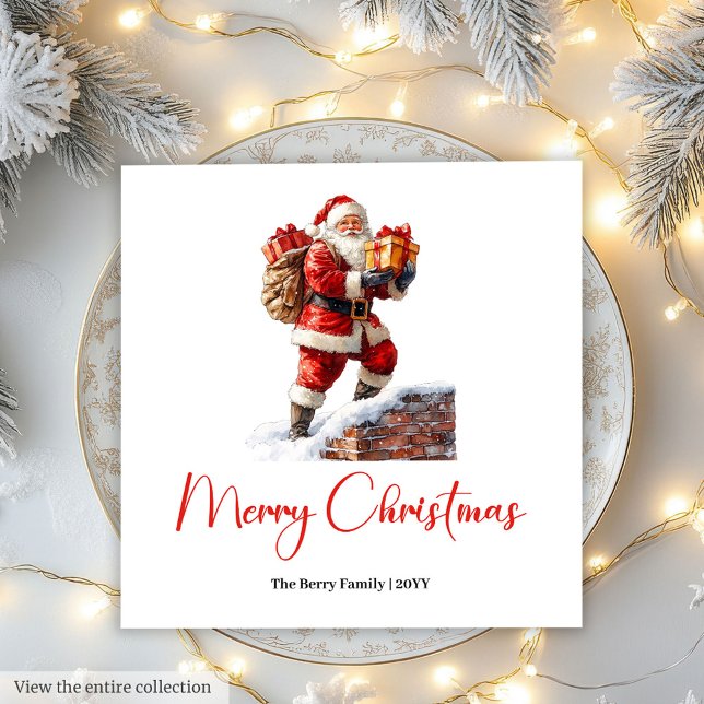Charming Cute Santa Claus Stylish Watercolor Party Napkin (Charming Santa Claus Stylish Watercolor Party Napkin)