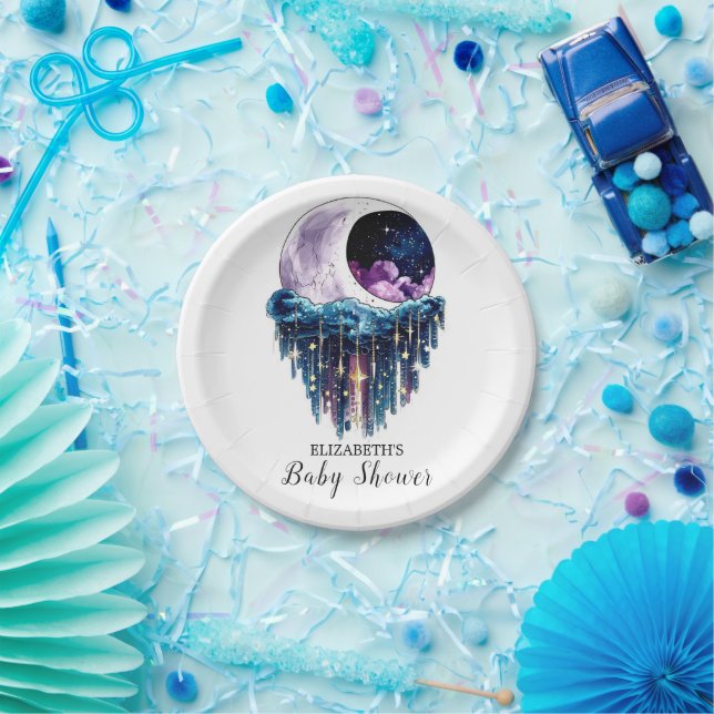 Charming Cute Stars Baby Shower Paper Plate (Party)