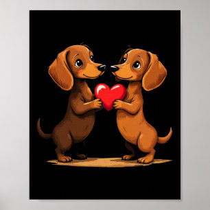 Charming Dachshund Puppy Heart For Valentine's Day Poster