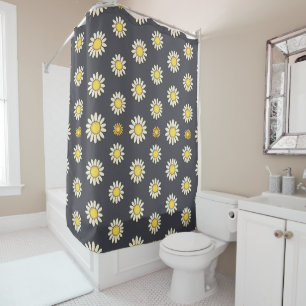 Charming Daisy Collection Versatile Floral Pattern Shower Curtain