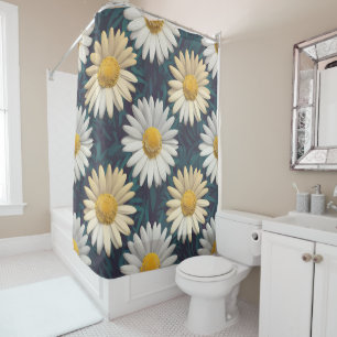 Charming Daisy Collection Versatile Floral Pattern Shower Curtain