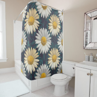 Charming Daisy Collection Versatile Floral Pattern Shower Curtain