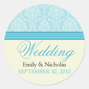Charming Damask Wedding Invitation Seal (aqua)
