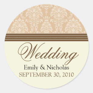 Charming Damask Wedding Invitation Seal (taupe)