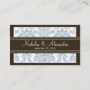 Charming Damask Wedding Web Business Card (blue)