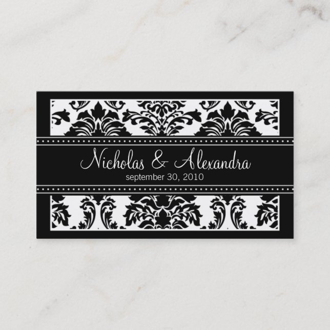 Charming Damask Wedding Web Card (black/white) (Front)