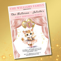 Charming Dancing Kitten Photo First Birthday Girl