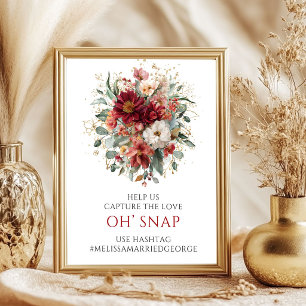 Charming Deep Red Autumn Floral Oh Snap Sign