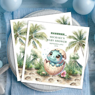 Charming Dino Baby Shower Hatching Soon Napkins