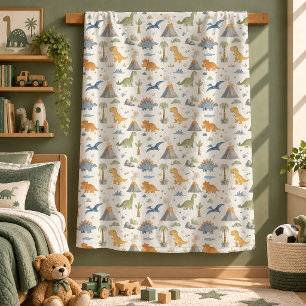 Charming Dinosaur Friends Earthy Throw Blanket Sty