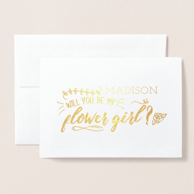 Charming Doodles Be My Flower Girl Foil Card (Front With Envelope)