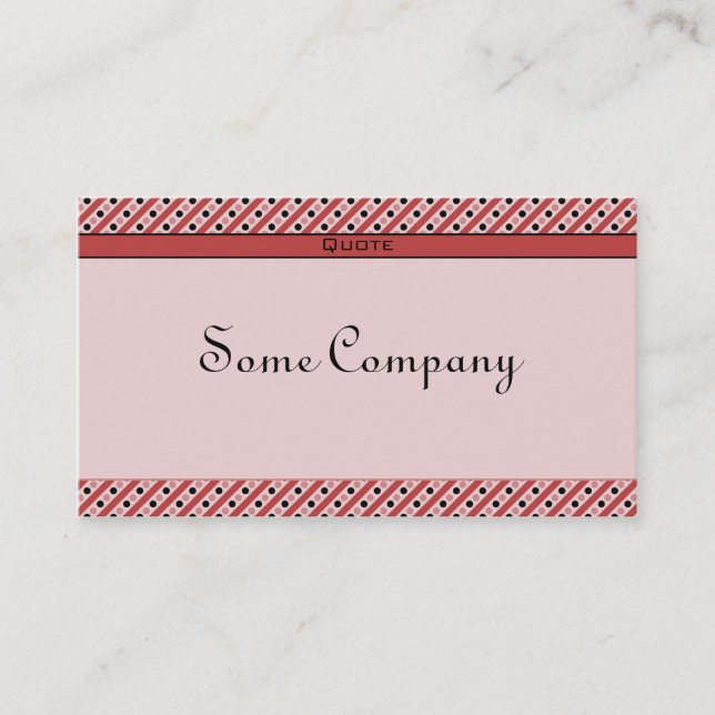 Charming Dots And Stripes (Strawberries) Business Card (Front)