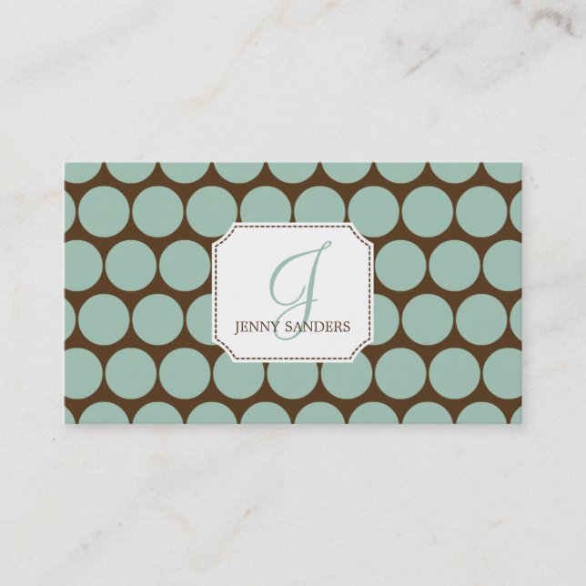 Charming Dots Business Cards - Blue/Brown (Front)