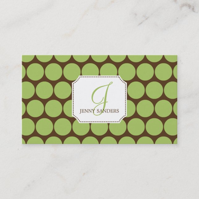 Charming Dots Business Cards - Green/Brown (Front)