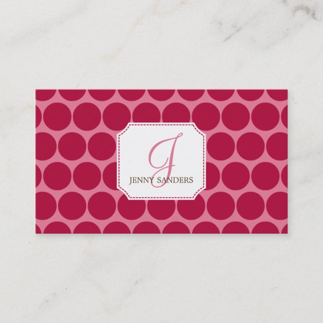 Charming Dots Business Cards - Red/Pink (Front)