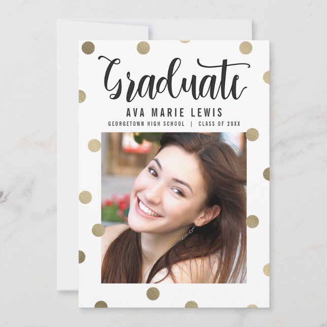 Charming Dots Faux Foil Graduation Announcement (Front)