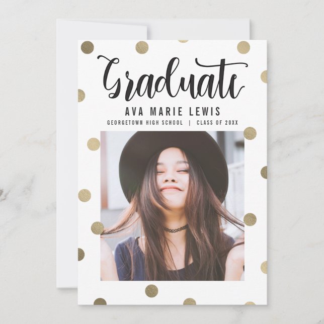Charming Dots Faux Foil Graduation Announcement (Front)