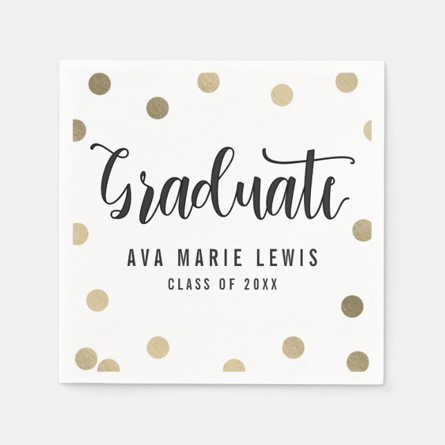 Charming Dots Gold Graduation Napkins (Front)