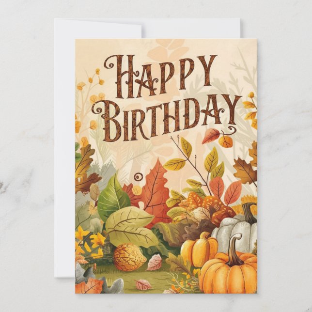 Charming Dreamy Woods Autumn Fall Happy Birthday Card (Front)