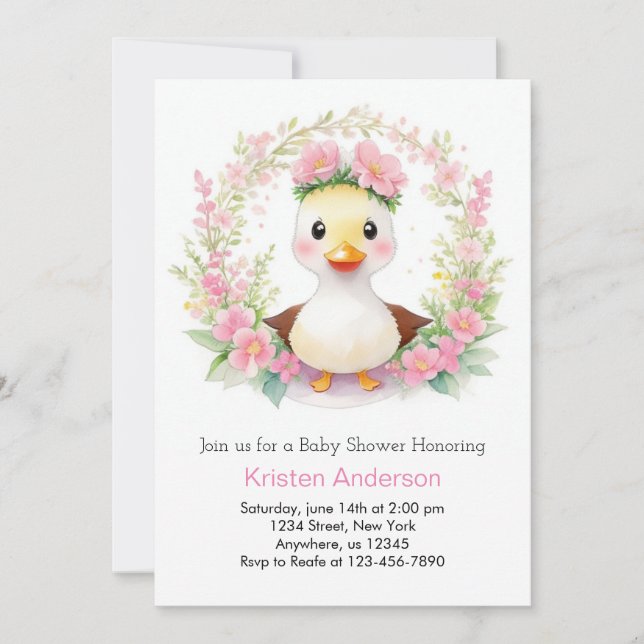 Charming Duck Parade Baby Shower Invitation (Front)