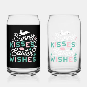 Charming Easter Typography Bunny Easter Can Glass