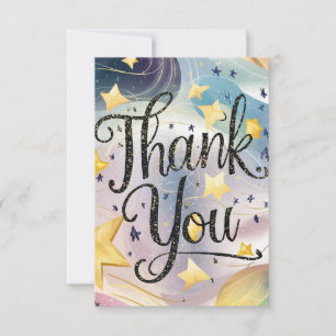Charming Editable Meteor Celestial Thank You Card