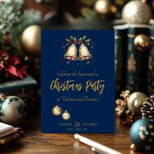Charming Elegant Christmas Party with Bells Invitation