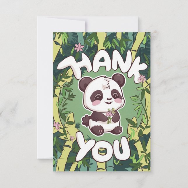 Charming Elegant Panda  Thank You Card (Front)
