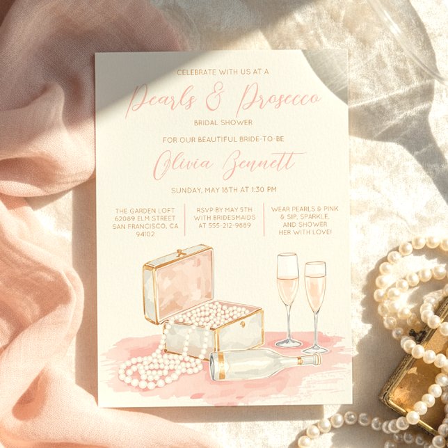 Charming Elegant Pearls & Prosecco Bridal Shower Invitation (Charming Elegant Pearls & Prosecco Bridal Shower Invitation
)
