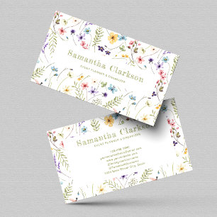 Charming Elegant Watercolor Wildflower Pattern Business Card