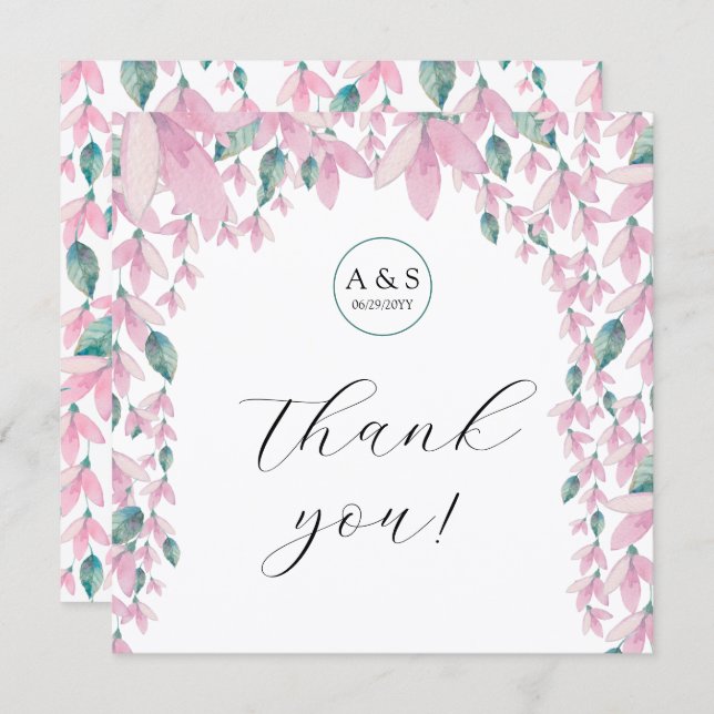 Charming Elegant Wisteria Floral Thank You Card (Front/Back)