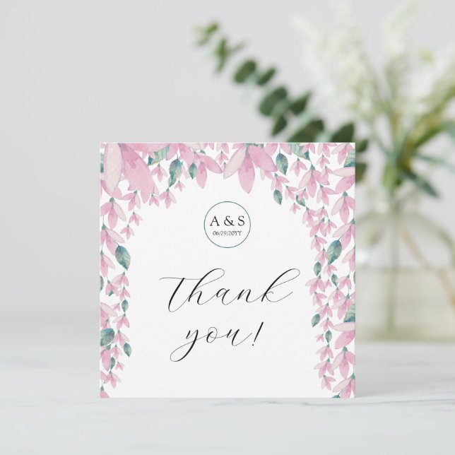 Charming Elegant Wisteria Floral Thank You Card (Standing Front)