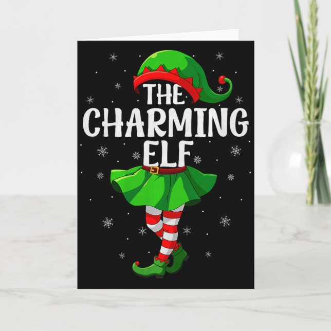 Charming Elf Christmas Girls Women Elf Squad Xmas  Card (Front)