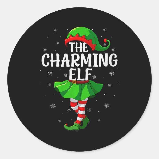 Charming Elf Christmas Girls Women Elf Squad Xmas  Classic Round Sticker (Front)