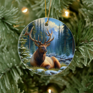 Charming Elk Animal Keepsake Ceramic Tree Decoration