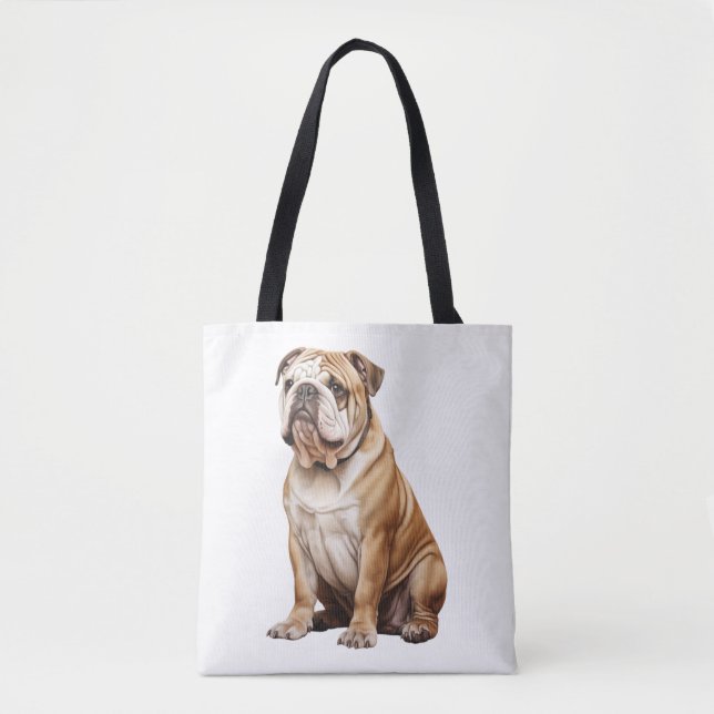Charming English Bulldog Portrait - Adorable Canin Tote Bag (Front)