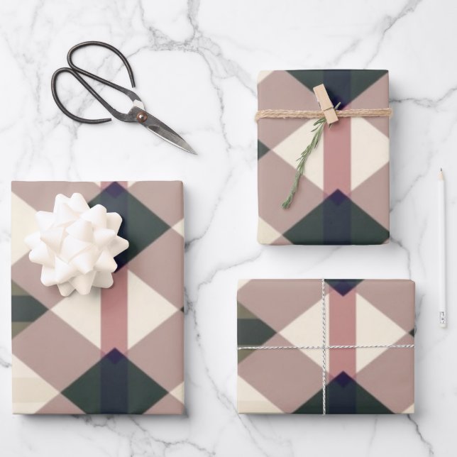 Charming English Folk Plaid: Rustic Tradition Wrapping Paper Sheet (Front)