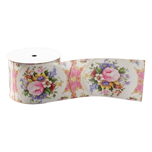 Charming English Rose Garden Victorian Ribbon Grosgrain Ribbon (Spool)