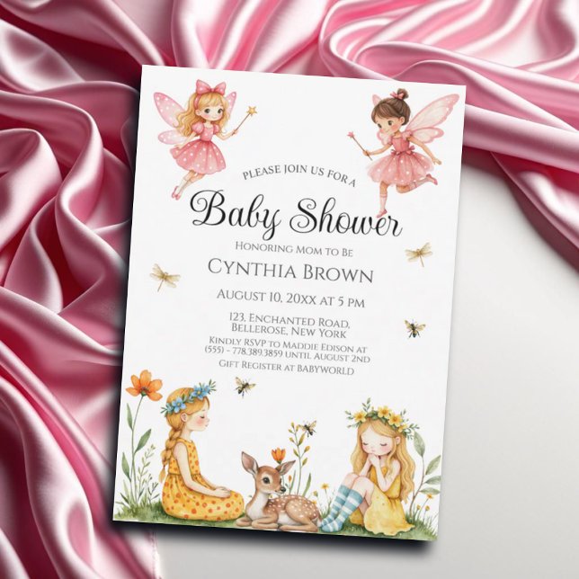 Charming Fairies Woodland Animals Baby Shower Invitation (Creator Uploaded)