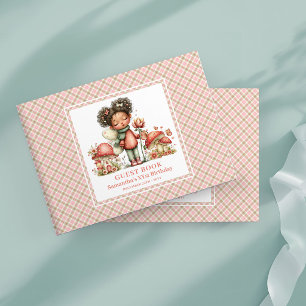 Charming Fairy Pink Floral Mushroom Guest Book