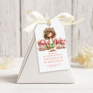 Charming Fairy Pink Flowers Girl Birthday Gift Tag