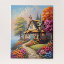 charming fantasy cottage illustration jigsaw puzz