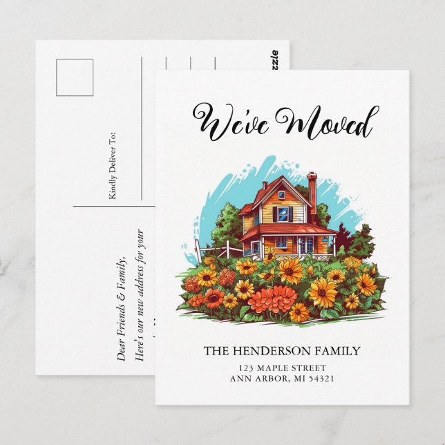 Charming Farmhouse We've Moved Announcement Postcard (Front/Back)