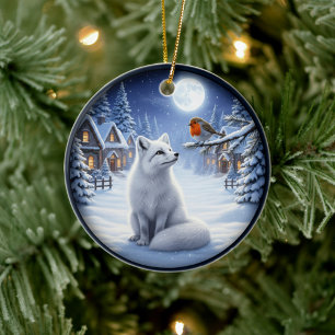 Charming Festive Christmas Scene Ceramic Tree Decoration