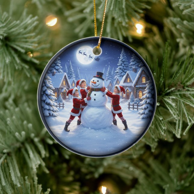 Charming Festive Christmas Scene Ceramic Tree Decoration (Creator Uploaded)