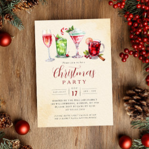 Charming Festive Drinks Christmas Party Invitation