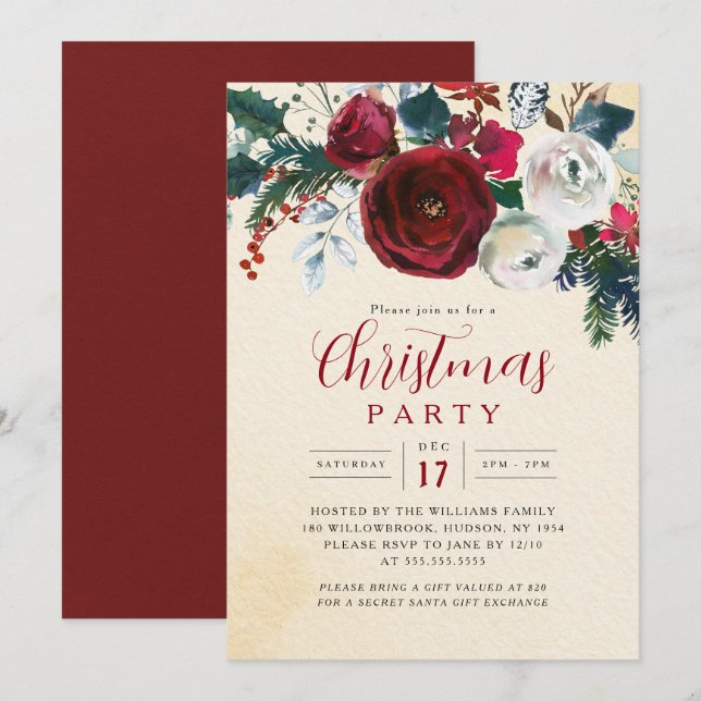 Charming Festive Foliage Christmas Party   Invitation (Front/Back)
