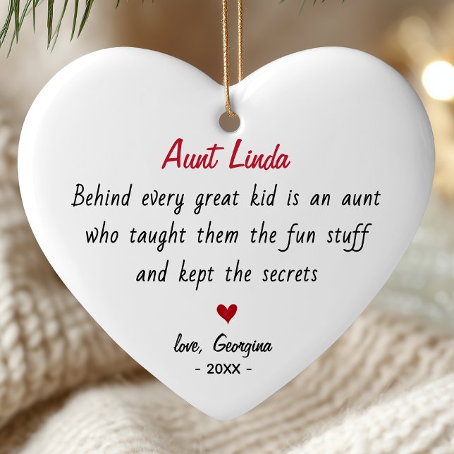 Charming Festive Script Best Auntie Keepsake Ceramic Tree Decoration (Creator Uploaded)
