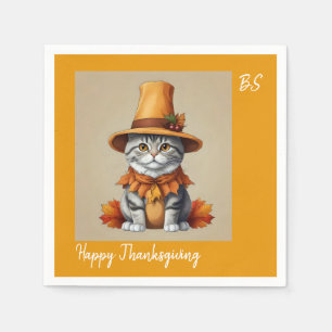 Charming festive Thanksgiving Cat in Disguise Napkin