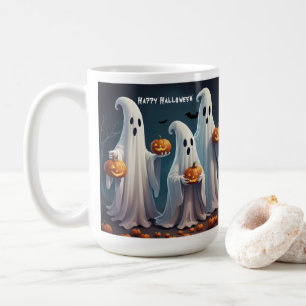 Charming Floating Ghosts with Pumpkins Spooky Coffee Mug